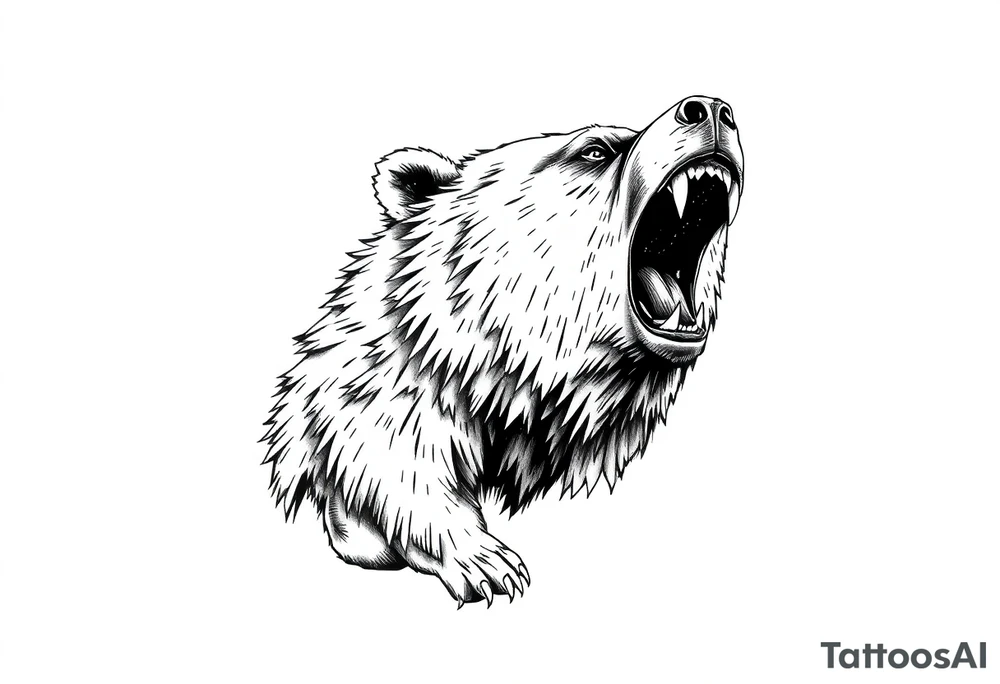 roaring bear,landscape. tattoo idea
