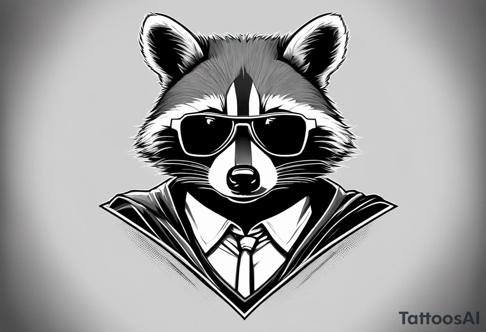 raccoon wearing a Superman t-shirt tattoo idea