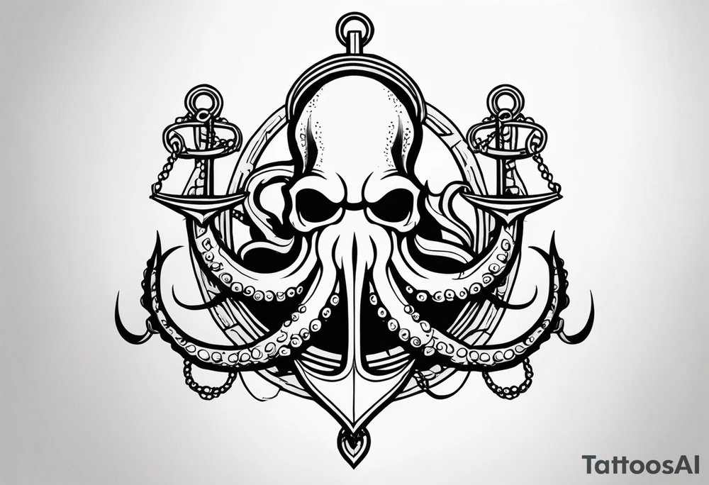 Octopus holding anchor tattoo idea