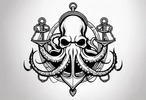 Octopus holding anchor tattoo idea