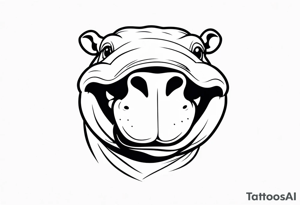 Baby hippo face laughing tattoo idea
