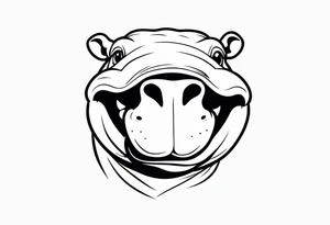 Baby hippo face laughing tattoo idea