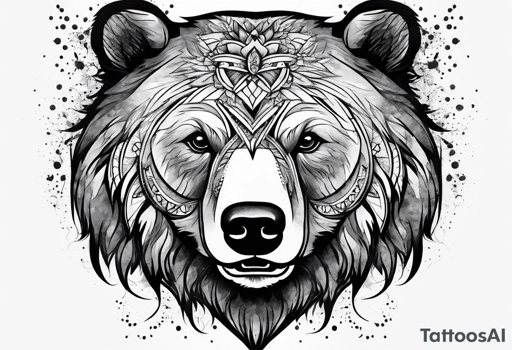 Bear face tattoo idea
