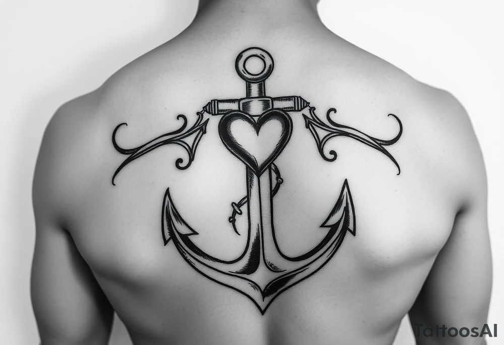 An anchor with a love heart top tattoo idea