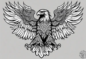 Knotted celtic Eagle with wings spread upwards tattoo idea