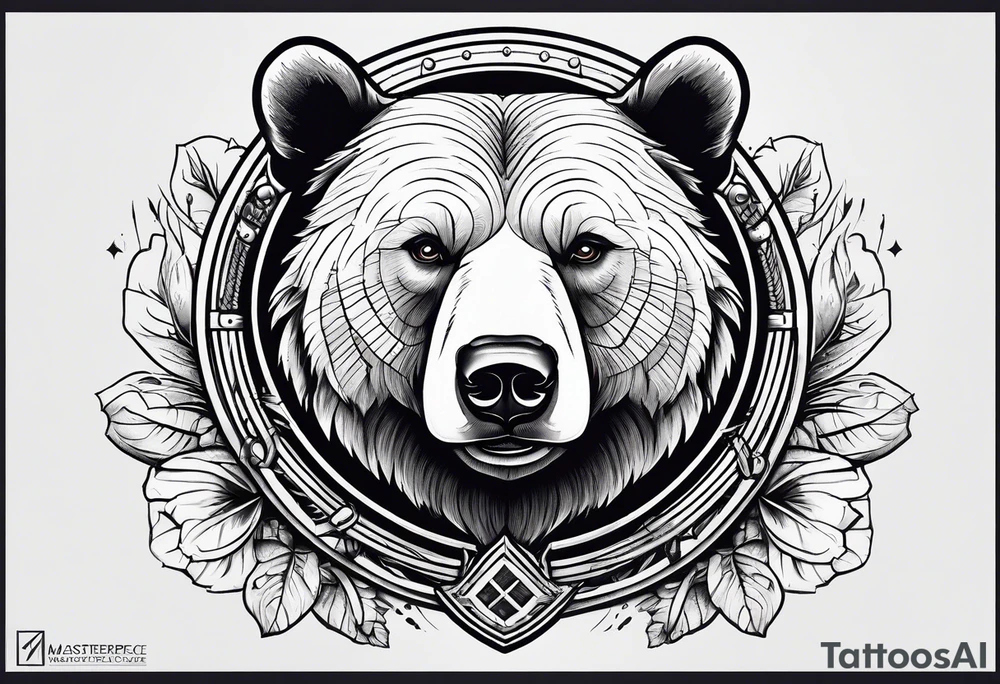 Bear near elbow, ship helm middle of forearm, contentment symbol near writst tattoo idea