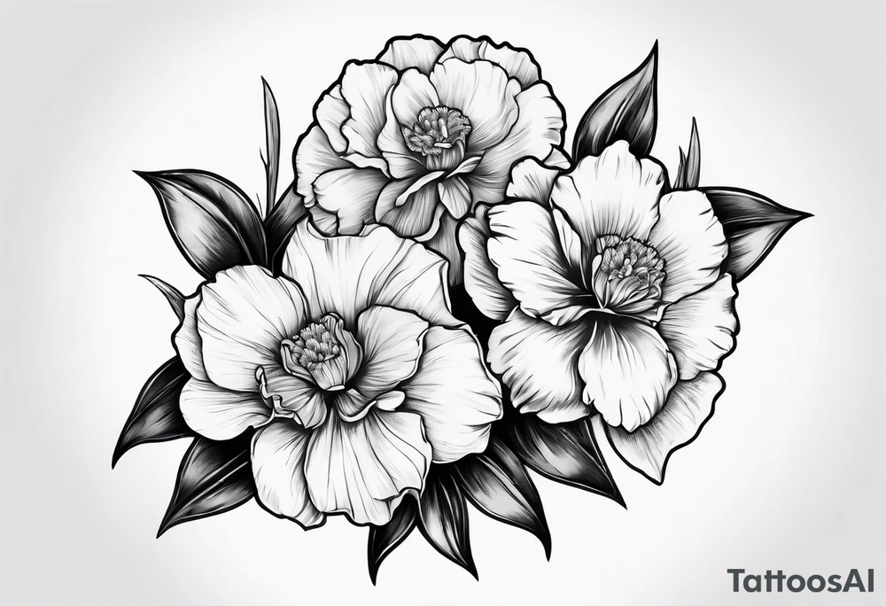 Two carnations and Two daffodils tattoo idea