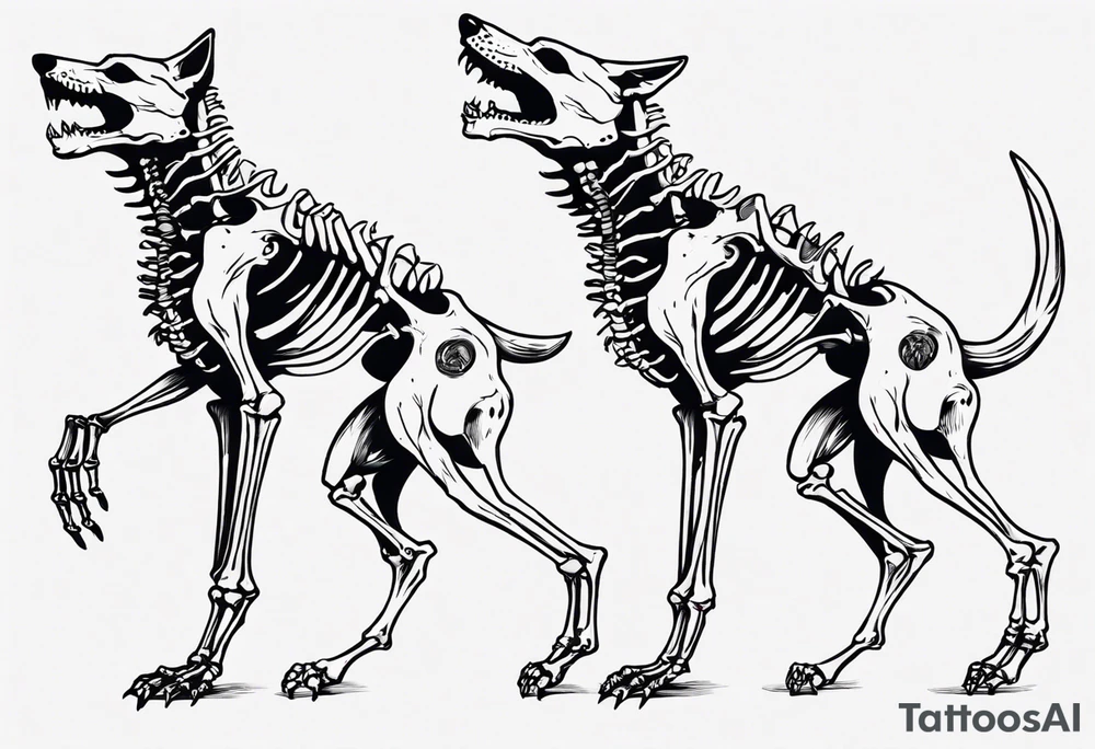 two wolf skeletons dancing with anatomically correct bones tattoo idea two wolf skeletons dancing with anatomically correct bones tattoo idea