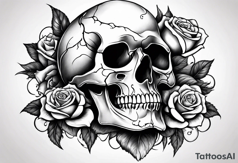 Skull with rose tattoo idea