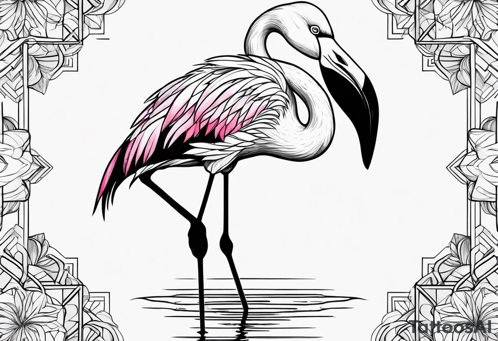 cute flamingo tattoo idea
