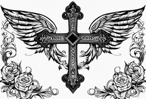 Rock music and cross tattoo idea
