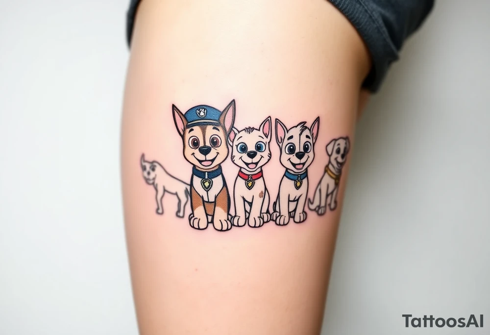 full squad of paw patrol tattoo idea