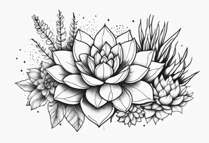 fine line with sun, stars, floral, dots, three succulents
. Sternum tattoo grey scale shading tattoo idea