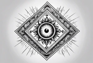 Sun drawing inside of a diamond shape tattoo idea