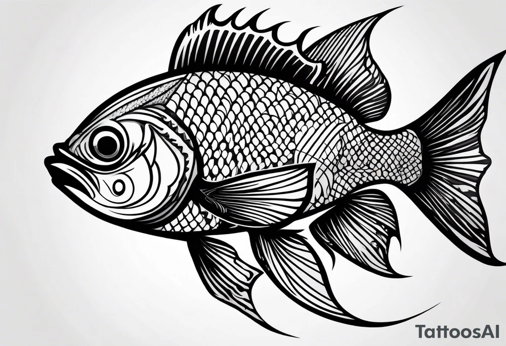 Pinstripe fish tattoo idea