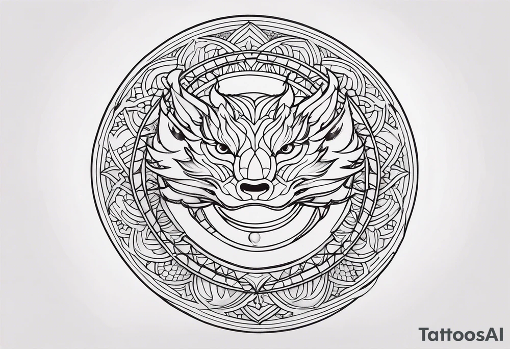 Dragon outside Mandala tattoo idea