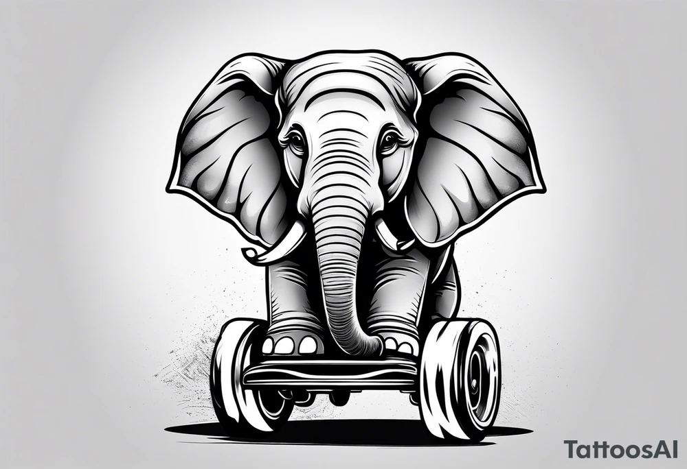 Elephant wearing skates tattoo idea