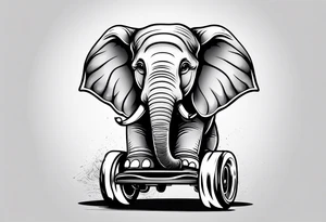 Elephant wearing skates tattoo idea