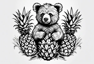 Bear hugging pineapple tattoo idea