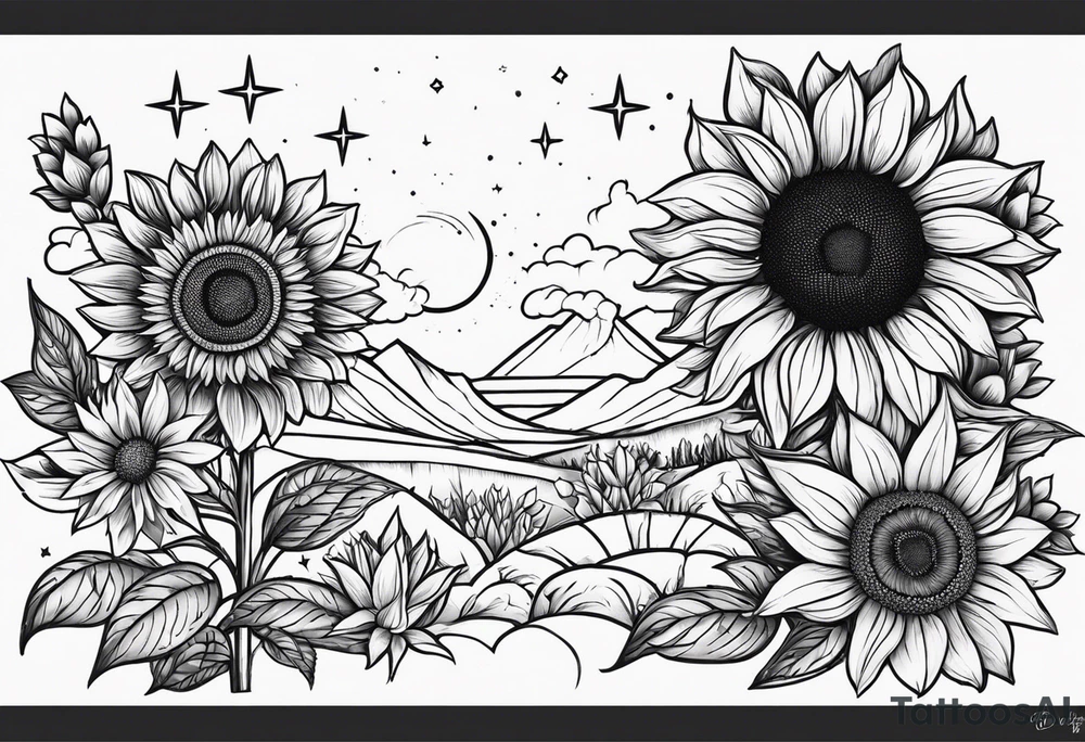 I’m a capicorn I love sunflowers, stars and set sunsets I also think a cassopiea consultation  is tired to me name starts with a W I have 3 kids 1 boy and 2 girls tattoo idea