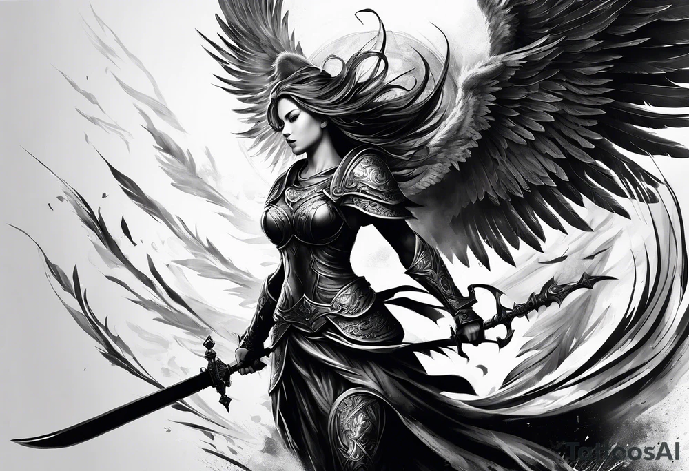 Angelic battle tattoo idea