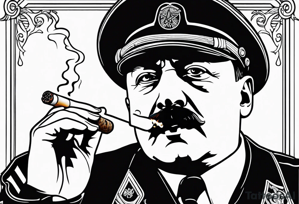 adolf hitler smoking cigarette tattoo idea