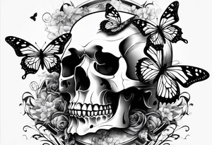 Broken Skull with butterfly coming out tattoo idea