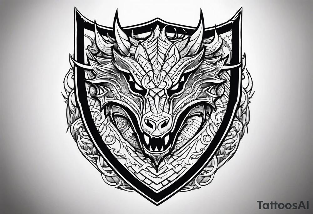Valhalla shield dragon head tattoo idea