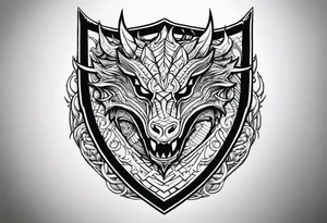 Valhalla shield dragon head tattoo idea