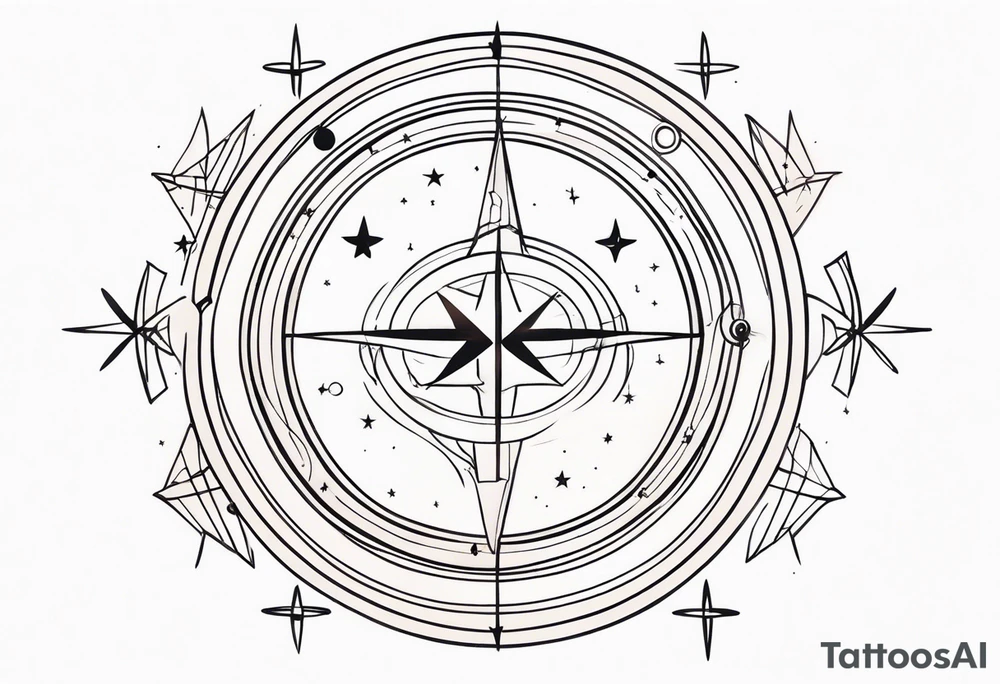 Sagittarius with celestial stars and harmony and creation symbols tattoo tattoo idea