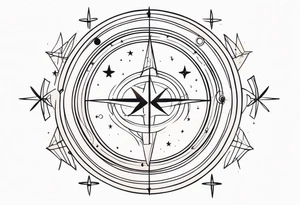 Sagittarius with celestial stars and harmony and creation symbols tattoo tattoo idea