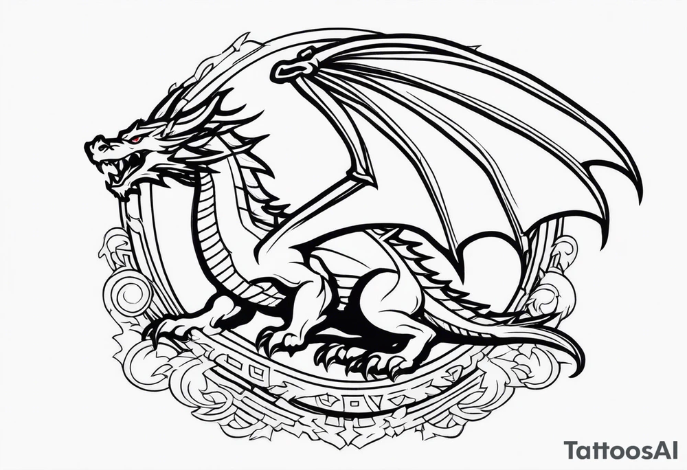 Old school dragon going up tattoo idea