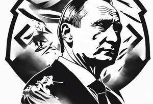 Vladimir Putin, knees on the ground, muzzle of kalashnikov is pointed at his head tattoo idea