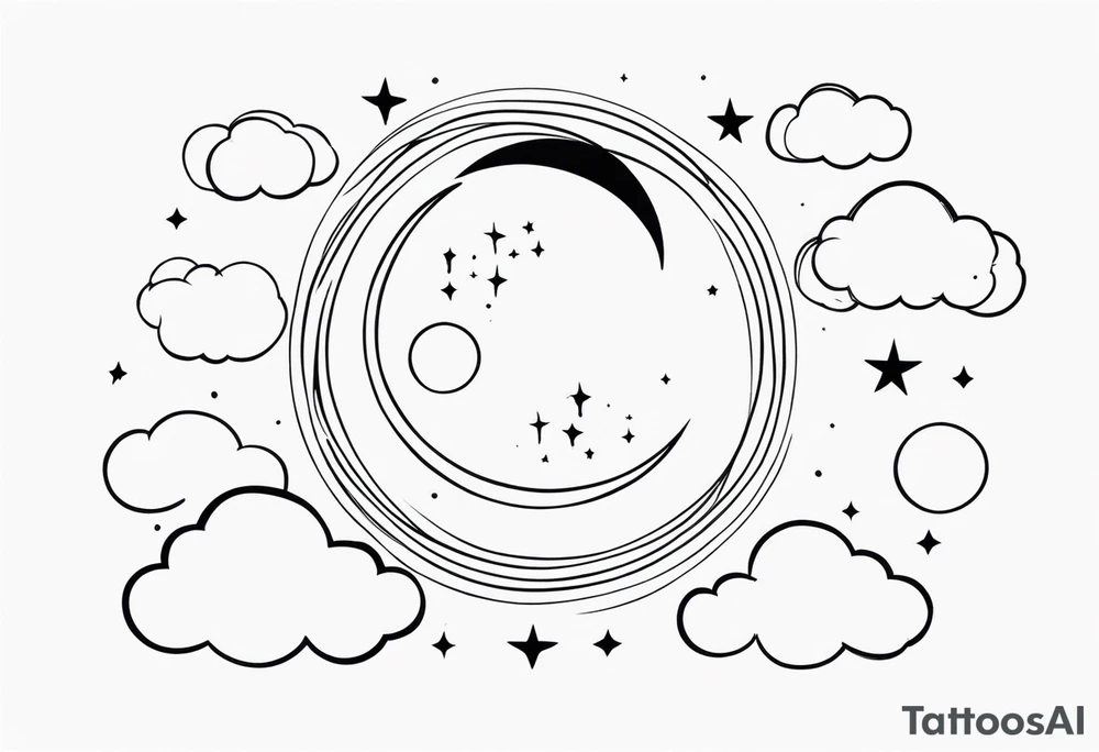 Moon phases stars clouds tattoo idea