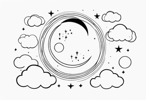 Moon phases stars clouds tattoo idea