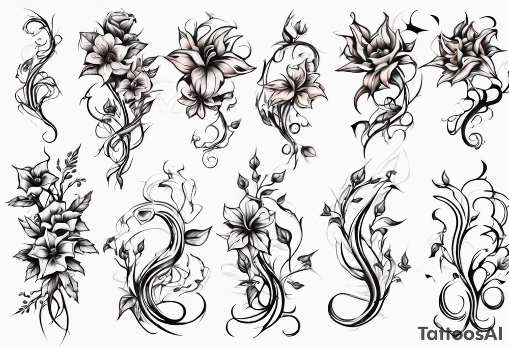 nature, flowers, vines tattoo idea