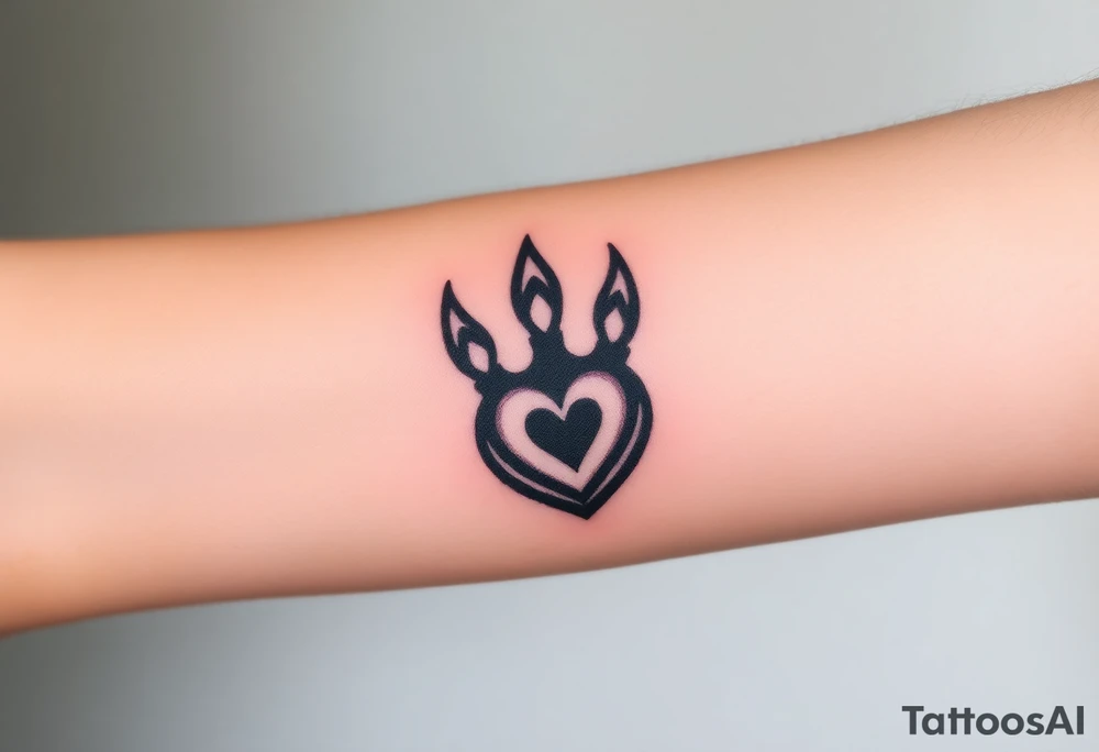 A black-and-gray shaded wolf paw forming, with sharp heart and intense shading for a bold tattoo idea