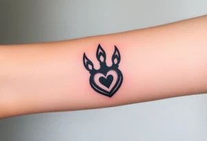A black-and-gray shaded wolf paw forming, with sharp heart and intense shading for a bold tattoo idea