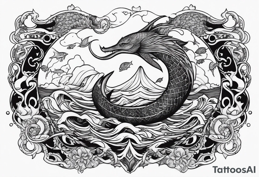 Sea mythical creatures scary tattoo idea