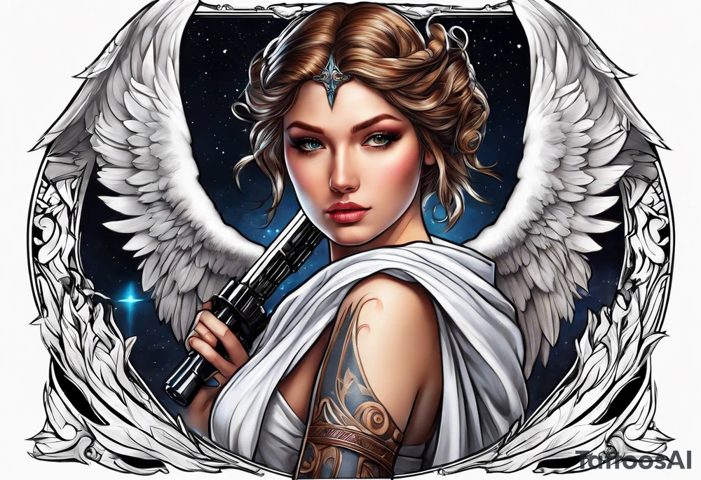 Angel with a lightsaber tattoo idea