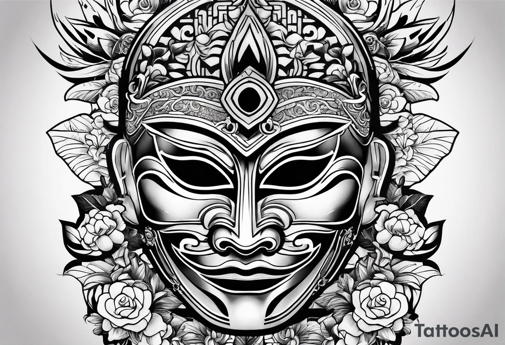 Japanese mask tattoo idea