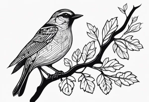 Bird oak tattoo idea