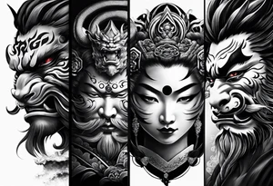 The Japanese say you have three faces. The first face, you show to the world. The second face, you show to your close friends and your family. The third face, you never show anyone.

japanese demon tattoo idea