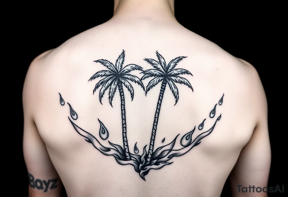 Zoe BOYZ with palm trees and flames tattoo idea