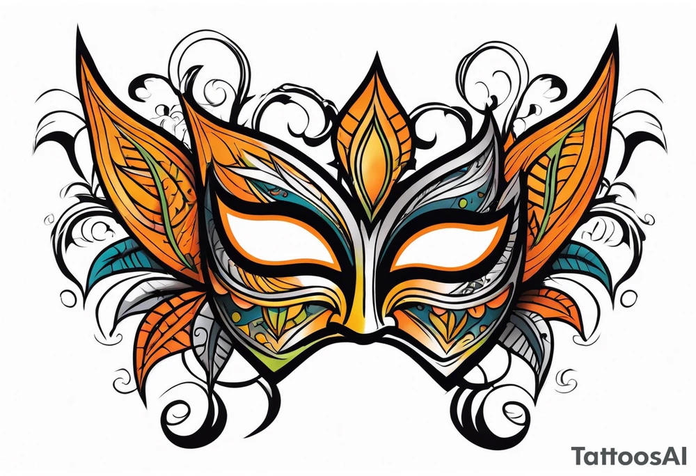 Laughing Male masquerade mask with orange and black thorns tattoo idea