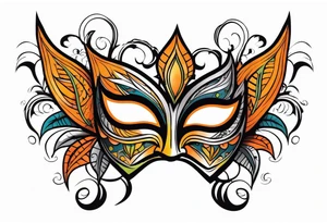 Laughing Male masquerade mask with orange and black thorns tattoo idea