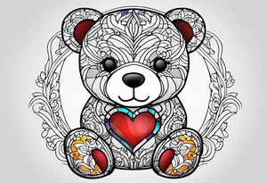 Stained glass Teddy bear tattoo idea