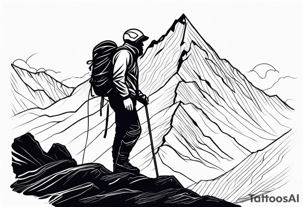 mountain climber at the peak tattoo idea
