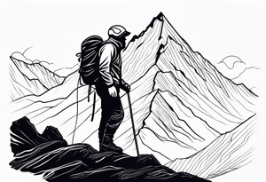 mountain climber at the peak tattoo idea