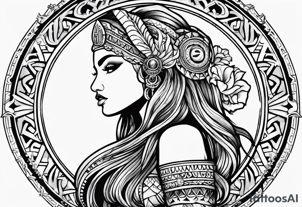 Zodiac Aztec mermaid tattoo idea